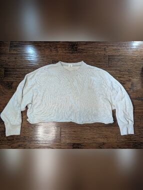 Aerie Offline Light Grey Cropped Pullover Sweatshirt Size XXL